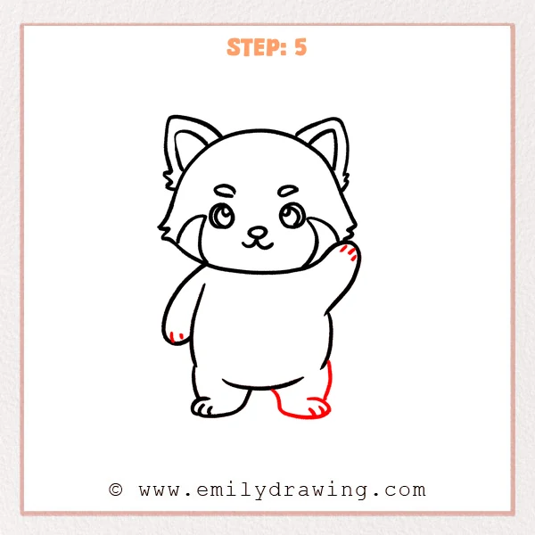 how to draw a red panda - Step 5